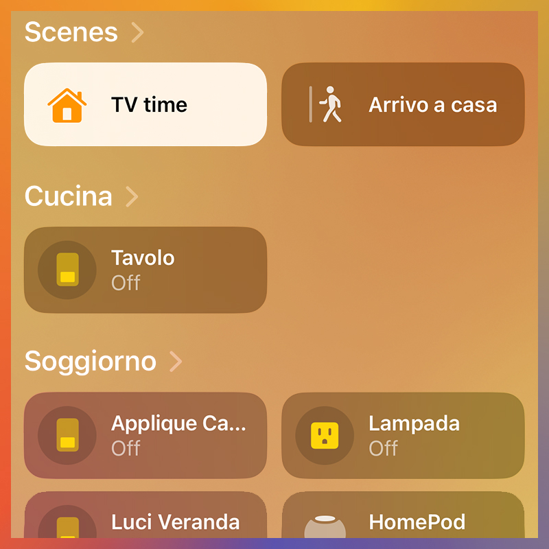 WiOO is recognized by the Home app and added as an accessory to manage on and off buttons or to set scenes and automation for the modern home