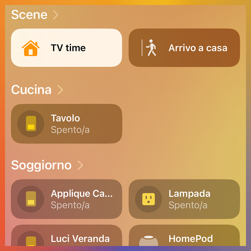 WiOO viene riconosciuto dall'app Casa e aggiunto come accessorio per gestire pulsanti acceso e spento o per impostare scene e automatismi per la casa moderna